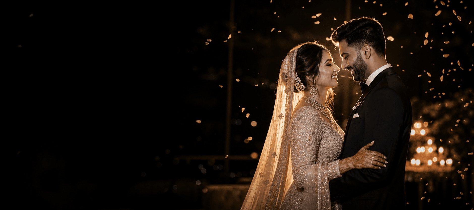 Newlywed couple sharing a quiet moment